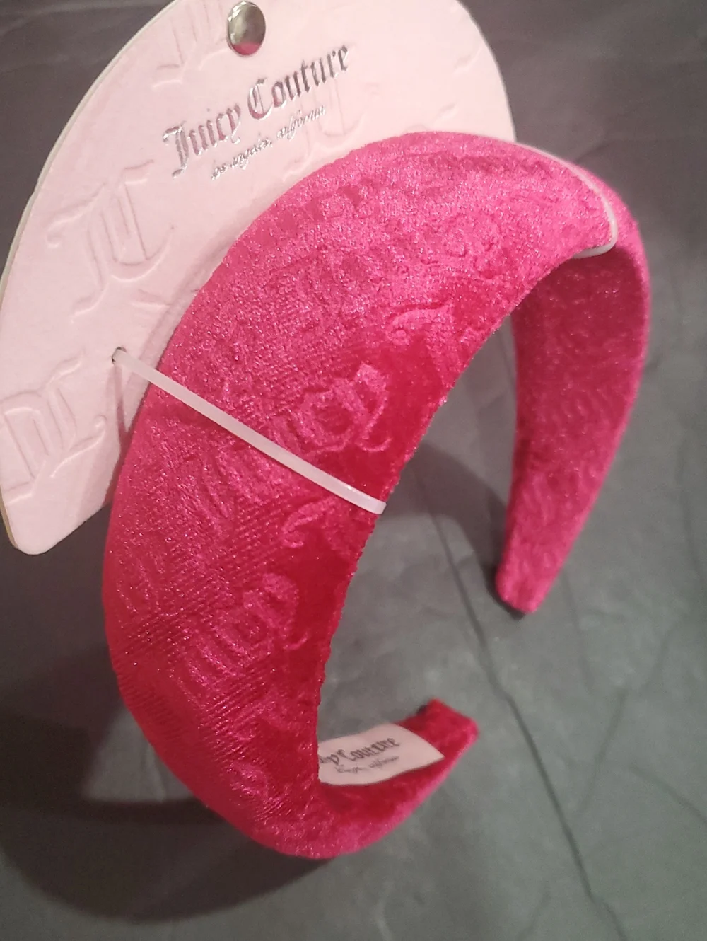 Juicy Couture 2 pack fuchsia raspberry Juicy embossed plush velvet headbands nee